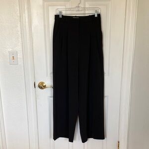 H&M High Waist Black Wide-Leg Pleated Trousers Size 6
